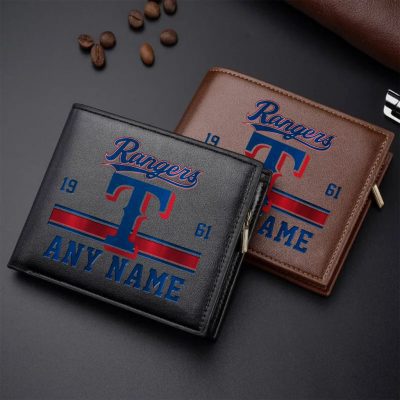 MLB Texas Rangers Personalized Name Leather Wallet
