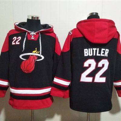 Miami Heat #22 Jimmy Butler Black Ageless Lace-Up Pullover Hoodie