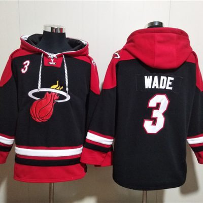 Miami Heat #3 Dwyane Wade Black Ageless Lace-Up Pullover Hoodie