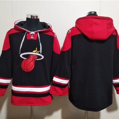Miami Heat Blank Black Ageless Lace-Up Pullover Hoodie