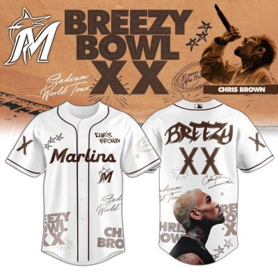 Miami Marlins MLB x Chris Brown Breezy Bowl XX Stadium World Tour Personalized Baseball Jersey For Fans