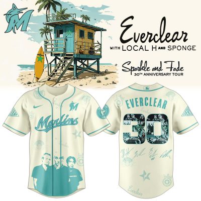 Miami Marlins MLB x Everclear 30th Anniversary Tour Personalized Baseball Jersey For Fans