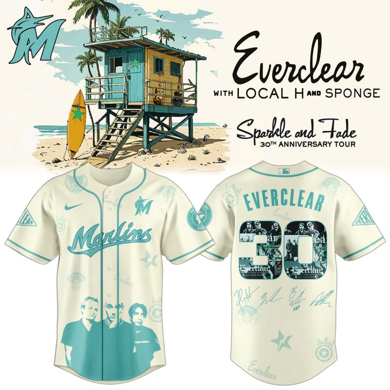 Miami Marlins MLB x Everclear 30th Anniversary Tour Personalized Baseball Jersey For Fans