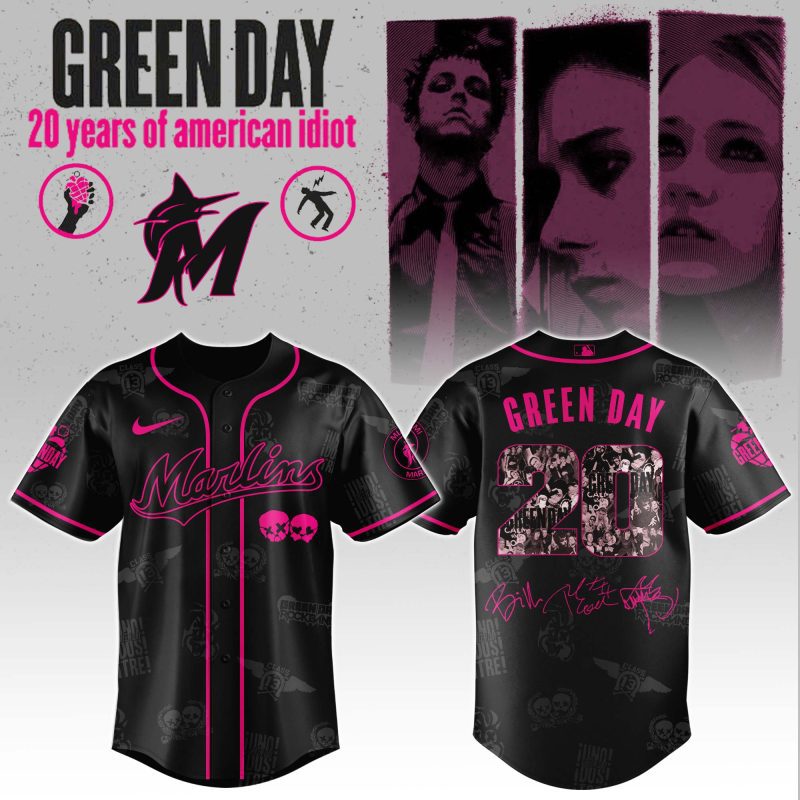 Miami Marlins MLB x Green Day 20th Anniversary Tour Personalized Baseball Jersey For Fans