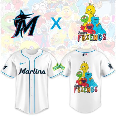 Miami Marlins MLB x Sesame Street Night Personalized Baseball Jersey For Fans