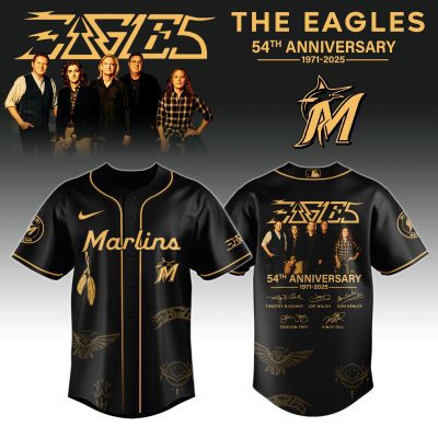 Miami Marlins MLB x The Eagles 54th Anniversary Tour Personalized Baseball Jersey For Fans