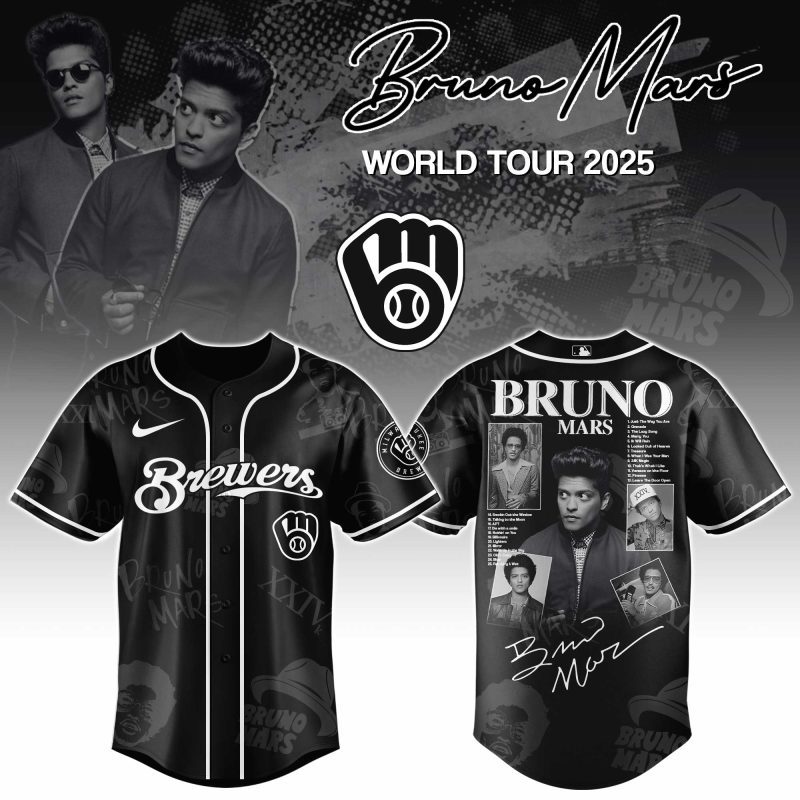 Milwaukee Brewers MLB x Bruno Mars at Park MGM Personalized Baseball Jersey For Fans