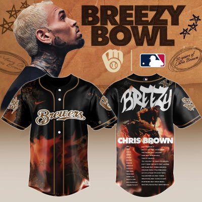 Milwaukee Brewers MLB x Chris Brown Breezy Bowl XX Stadium World Tour Personalized Baseball Jersey For Fans