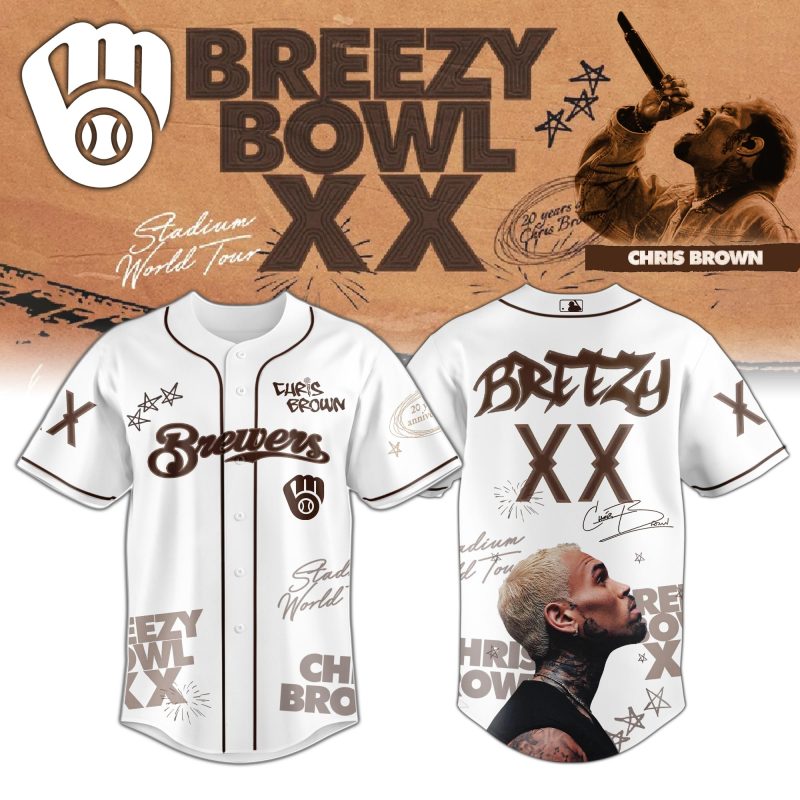 Milwaukee Brewers MLB x Chris Brown Breezy Bowl XX Stadium World Tour Personalized Baseball Jersey For Fans