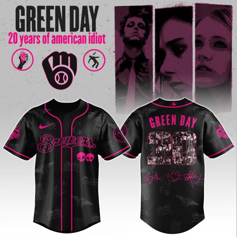 Milwaukee Brewers MLB x Green Day 20th Anniversary Tour Personalized Baseball Jersey For Fans