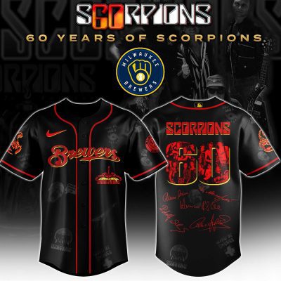 Milwaukee Brewers MLB x Scorpions 60th Anniversary Tour Personalized Baseball Jersey For Fans