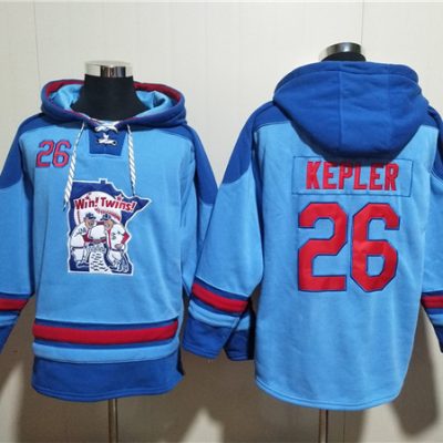 Minnesota Twins #26 Max Kepler Blue Ageless Lace-Up Pullover Hoodie