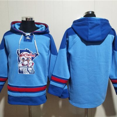 Minnesota Twins Blank Blue Ageless Lace-Up Pullover Hoodie