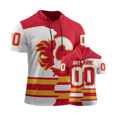 NHL Calgary Flames Personalized Home Mix Away Short Sleeve Hoodie