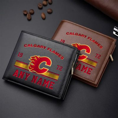 NHL Calgary Flames Personalized Name Leather Wallet