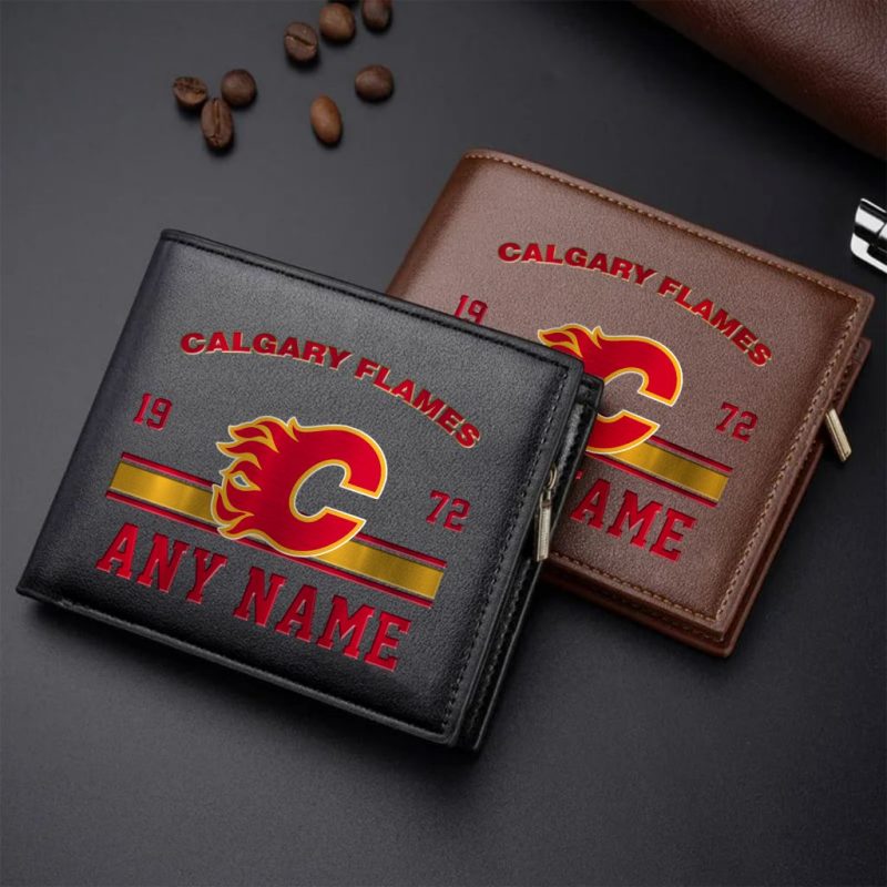 NHL Calgary Flames Personalized Name Leather Wallet