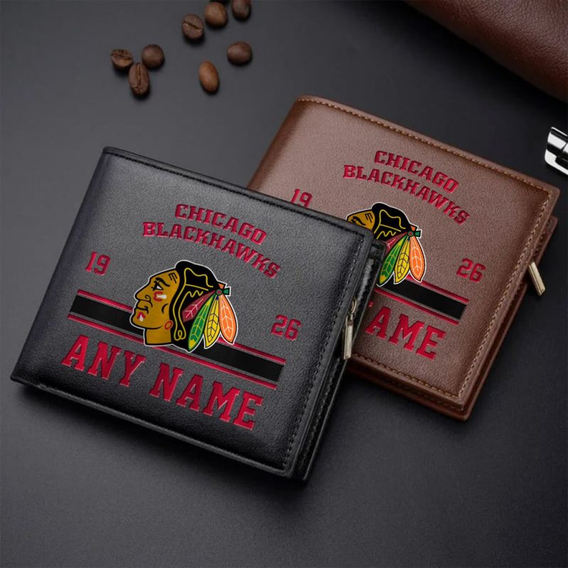 NHL Chicago Blackhawks Personalized Name Leather Wallet