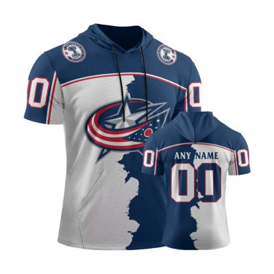 NHL Columbus Blue Jackets Personalized Home Mix Away Short Sleeve Hoodie