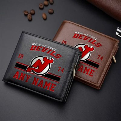 NHL New Jersey Devils Personalized Name Leather Wallet