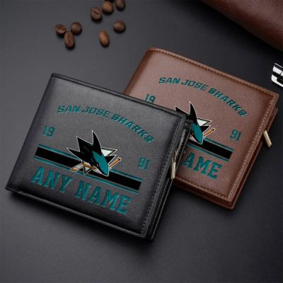 NHL San Jose Sharks Personalized Name Leather Wallet