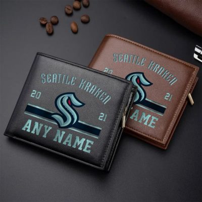 NHL Seattle Kraken Personalized Name Leather Wallet