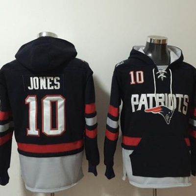 New England Patriots #10 Mac Jones Black Ageless Lace-Up Pullover Hoodie