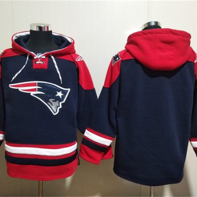New England Patriots Blank Navy Ageless Lace-Up Pullover Hoodie