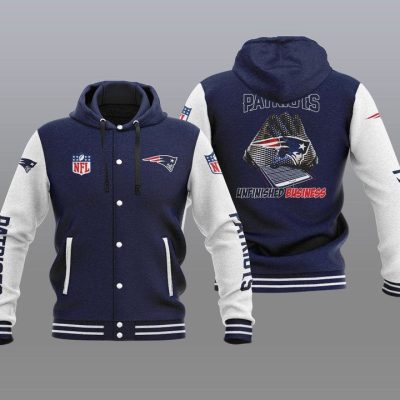 New England Patriots Hooded Button Jacket with Hood - Navy