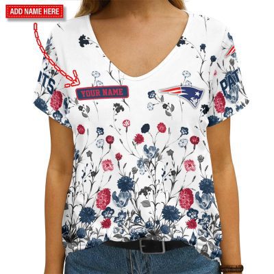 New England Patriots Personalized V-neck Women T-shirt VNT1321