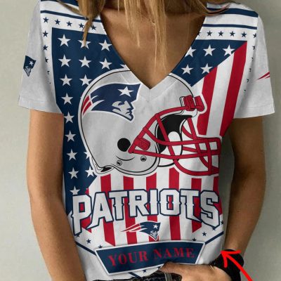 New England Patriots Personalized V-neck Women T-shirt  VNT1330
