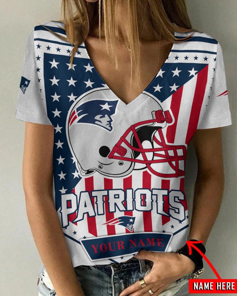 New England Patriots Personalized V-neck Women T-shirt  VNT1330