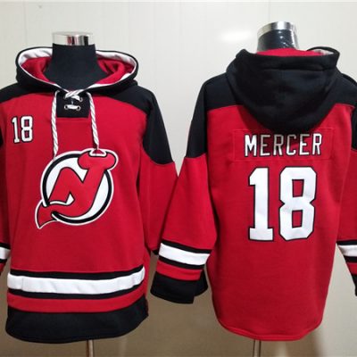 New Jersey Devils #18 Dawson Mercer Red Ageless Lace-Up Pullover Hoodie