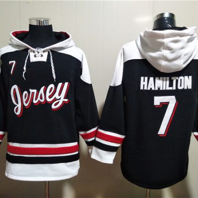 New Jersey Devils #7 Dougie Hamilton Black/White Ageless Lace-Up Pullover Hoodie