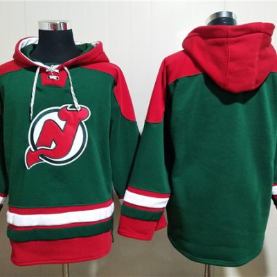 New Jersey Devils Blank Green Ageless Lace-Up Pullover Hoodie