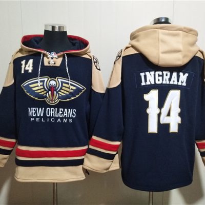 New Orleans Pelicans #14 Brandon Ingram Navy Ageless Lace-Up Pullover Hoodie