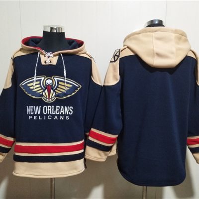 New Orleans Pelicans Blank Navy Ageless Lace-Up Pullover Hoodie
