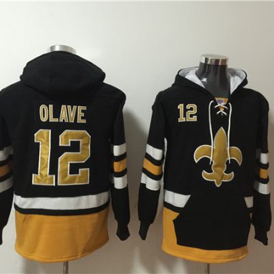New Orleans Saints #12 Chris Olave Black Ageless Lace-Up Pullover Hoodie