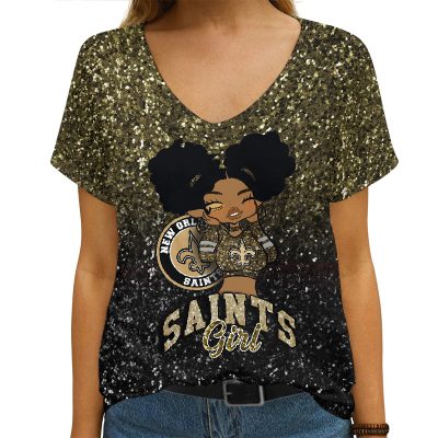 New Orleans Saints V-neck Women T-shirt  VNT1336