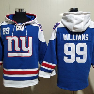 New York Giants #99 Leonard Williams Blue Lace-Up Pullover Hoodie