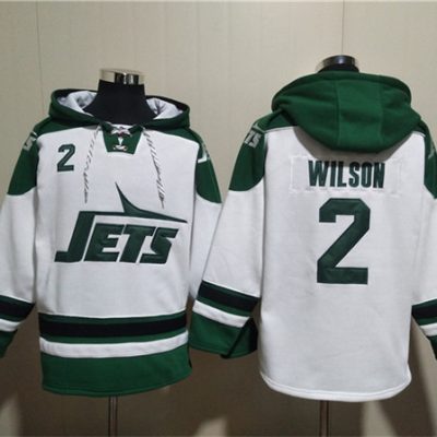 New York Jets #2 Zach Wilson White Ageless Lace-Up Pullover Hoodie