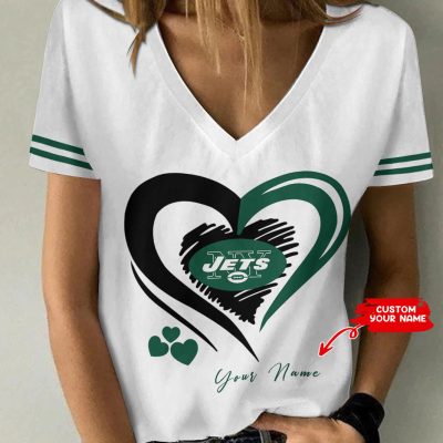 New York Jets Personalized Summer V-neck Women T-shirt  VNT1376