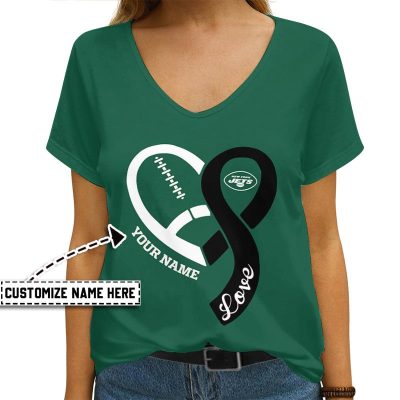 New York Jets Personalized V-neck Women T-shirt  VNT1364