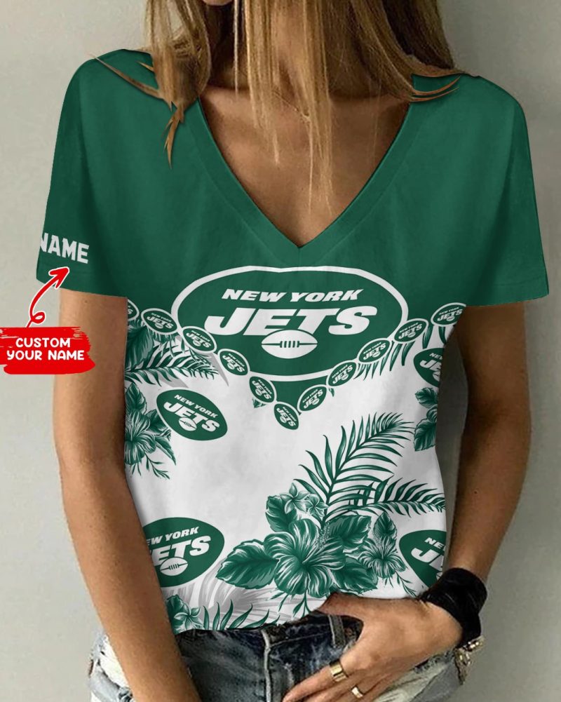 New York Jets Personalized V-neck Women T-shirt  VNT1375