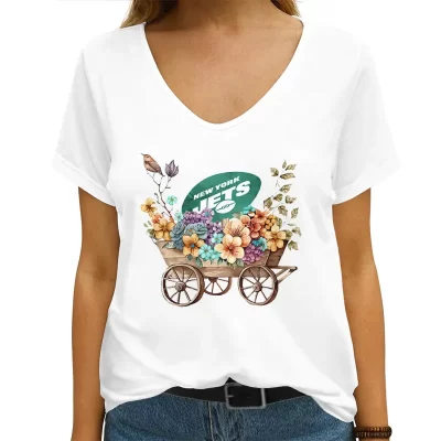 New York Jets V-neck Women T-shirt  VNT1363