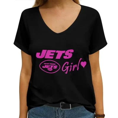 New York Jets V-neck Women T-shirt  VNT1365