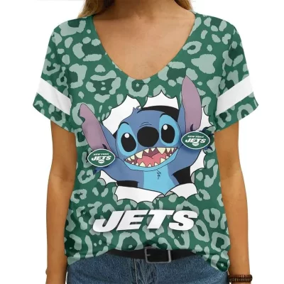 New York Jets V-neck Women T-shirt VNT1366