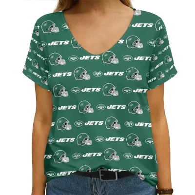 New York Jets V-neck Women T-shirt VNT1369