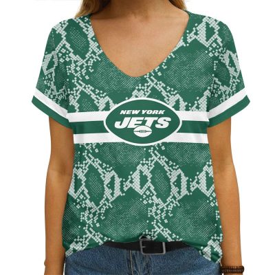 New York Jets V-neck Women T-shirt VNT1370
