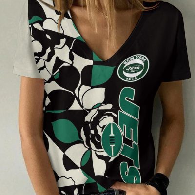 New York Jets V-neck Women T-shirt  VNT1374