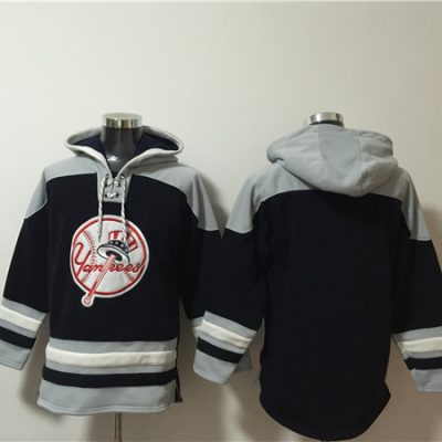 New York Yankees Blank Black/Grey Ageless Lace-Up Pullover Hoodie